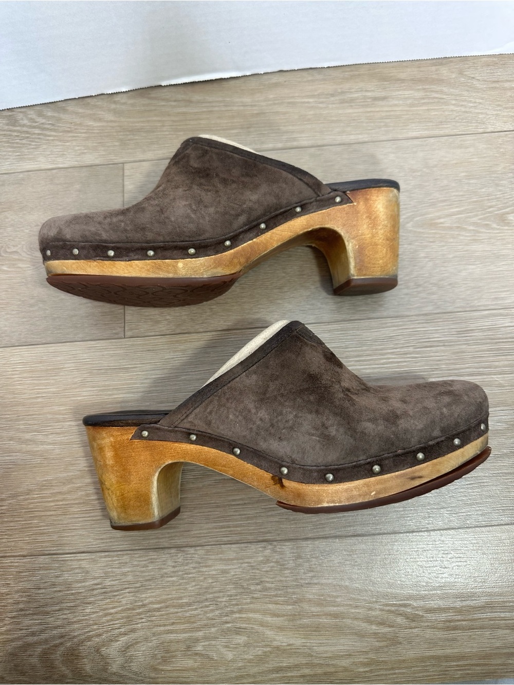 Y2K Ugg Australia Abbie Women’s Brown Suede Clog Heels Size 9